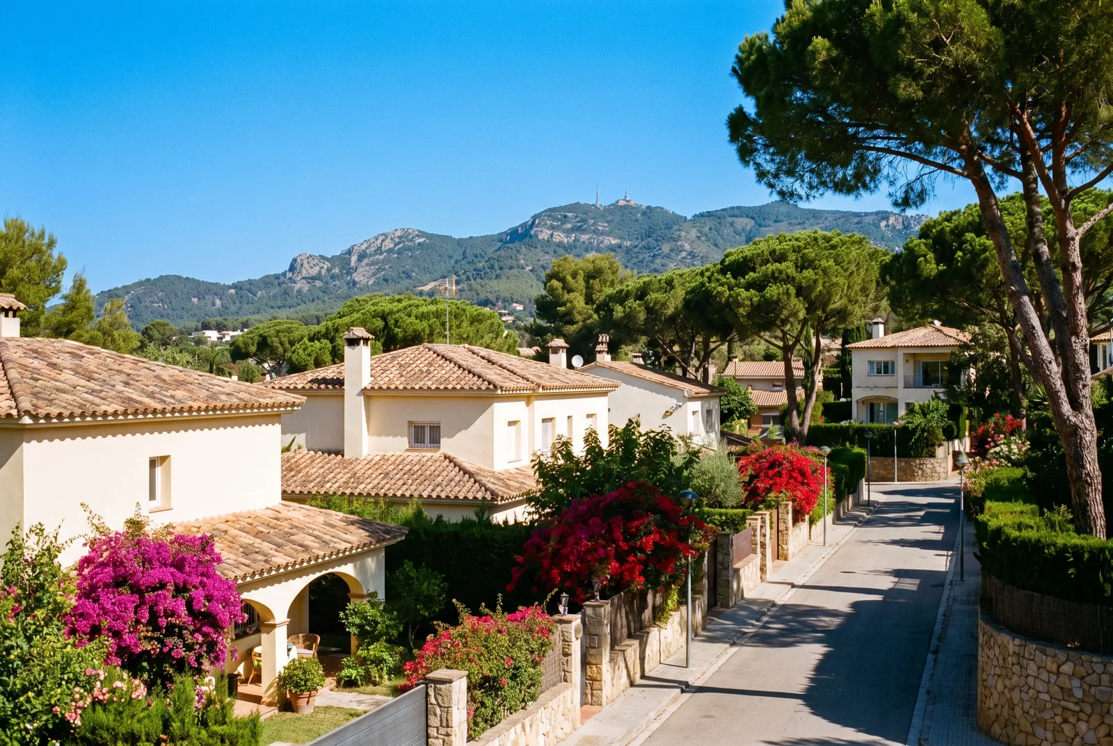 Calle residencial de chalets en Valldoreix, Sant Cugat del Vallès