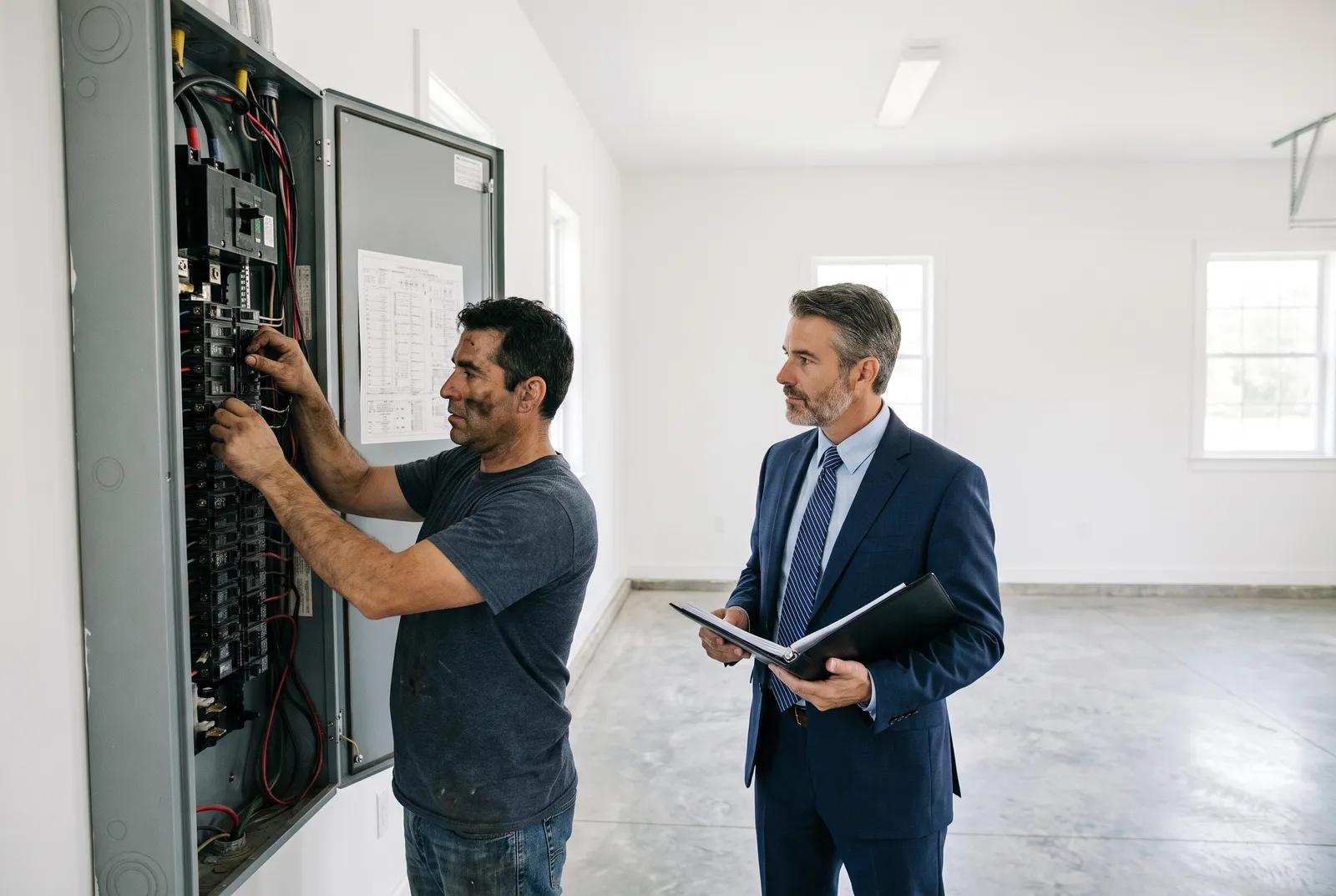 Técnico de Voltcugat revisando el cuadro general de una comunidad de vecinos en Sant Cugat