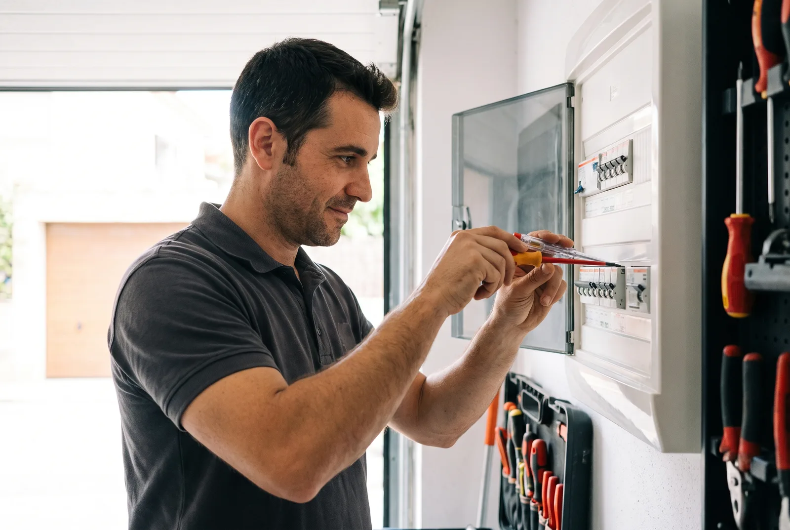 Electricista renovando un cuadro eléctrico en una vivienda de Sant Cugat