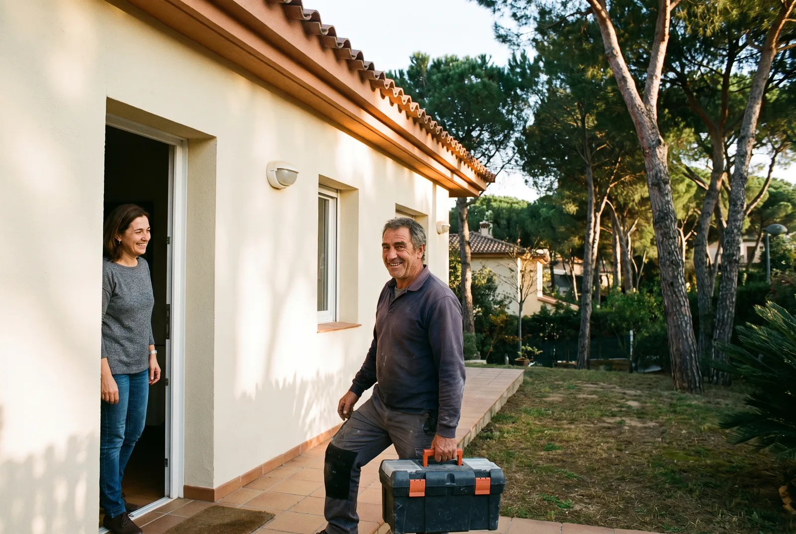 Electricista de Voltcugat llegando a casa de un cliente en Sant Cugat
